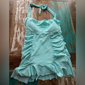 Jessica Simpson Mint Striped One Piece Swimsuit NWT size 14/16